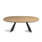 Mesa fixa 210x109 cm em metal e folheado oval a carvalho - Marcello Viadurini