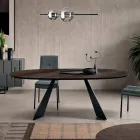 Mesa fixa 210x109 cm em metal e folheado oval a carvalho - Marcello Viadurini