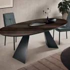 Mesa fixa 210x109 cm em metal e folheado oval a carvalho - Marcello Viadurini