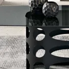 Mesa fixa 210x110 cm com tampo de vidro fumê liso, fabricada na Itália - Tano Viadurini