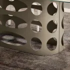 Mesa fixa 210x110 cm com tampo de vidro canelado, fabricada na Itália - Tano Viadurini