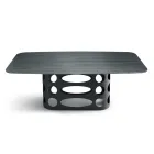 Mesa fixa 210x110 cm com tampo de vidro canelado, fabricada na Itália - Tano Viadurini