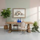 Mesa fixa 240x100 cm em madeira de pinho natural envelhecida - Africo Viadurini