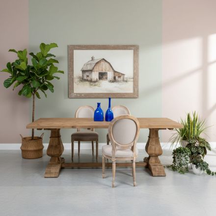 Mesa fixa 240x100 cm em madeira de pinho natural envelhecida - Africo Viadurini