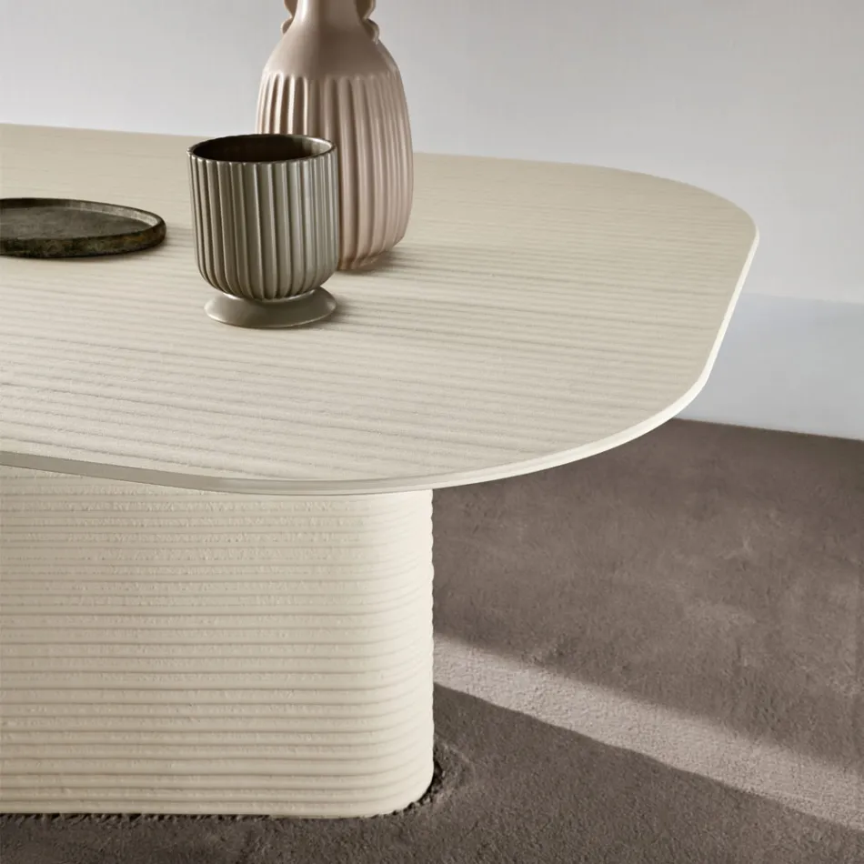 Mesa fixa 240x120 cm em vidro canelado ou pintado, fabricada na Itália - Varo Viadurini