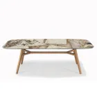 Mesa fixa em formato de barril com base de cinza de nogueira Canaletto fabricada na Itália - Norte Viadurini