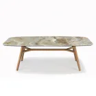 Mesa fixa em formato de barril com base de cinza de nogueira Canaletto fabricada na Itália - Norte Viadurini