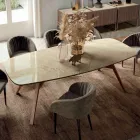 Mesa fixa em formato de barril com base de cinza de nogueira Canaletto fabricada na Itália - Norte Viadurini