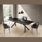 Mesa de Barril Fixa em Laminado Preto Calacatta Brilhante - Dialogo Viadurini