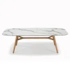 Mesa fixa em formato de barril em madeira laminada e freixo fabricada na Itália - Norte Viadurini