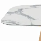 Mesa fixa em formato de barril em madeira laminada e freixo fabricada na Itália - Norte Viadurini