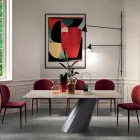 Mesa Fixa com Base em Aço e Tampo em Cerâmica Fabricada na Itália - Calças Viadurini