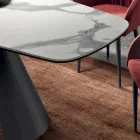 Mesa Fixa com Base em Aço Preto e Tampo Laminado Fabricado na Itália - Vidros Viadurini