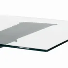 Mesa Fixa com Borda Invertida em Vidro Extra Transparente e Aço Fabricado na Itália - Grotta Viadurini