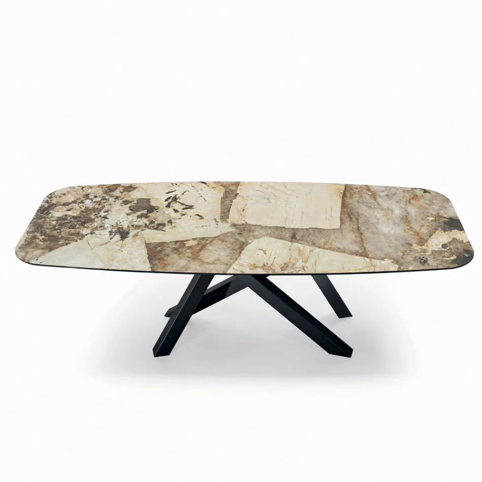 Mesa Fixa com Tampo em Barril em Cerâmica Made in Italy - Settimmio Viadurini