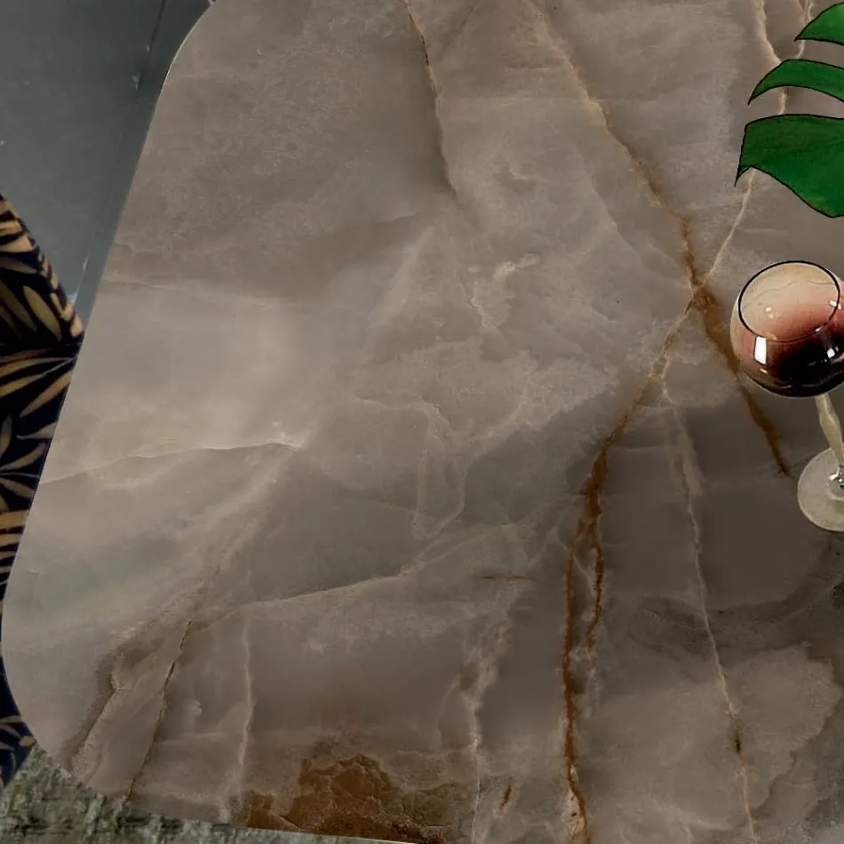 Mesa Fixa com Tampo em Barril em Cerâmica Made in Italy - Settimmio Viadurini