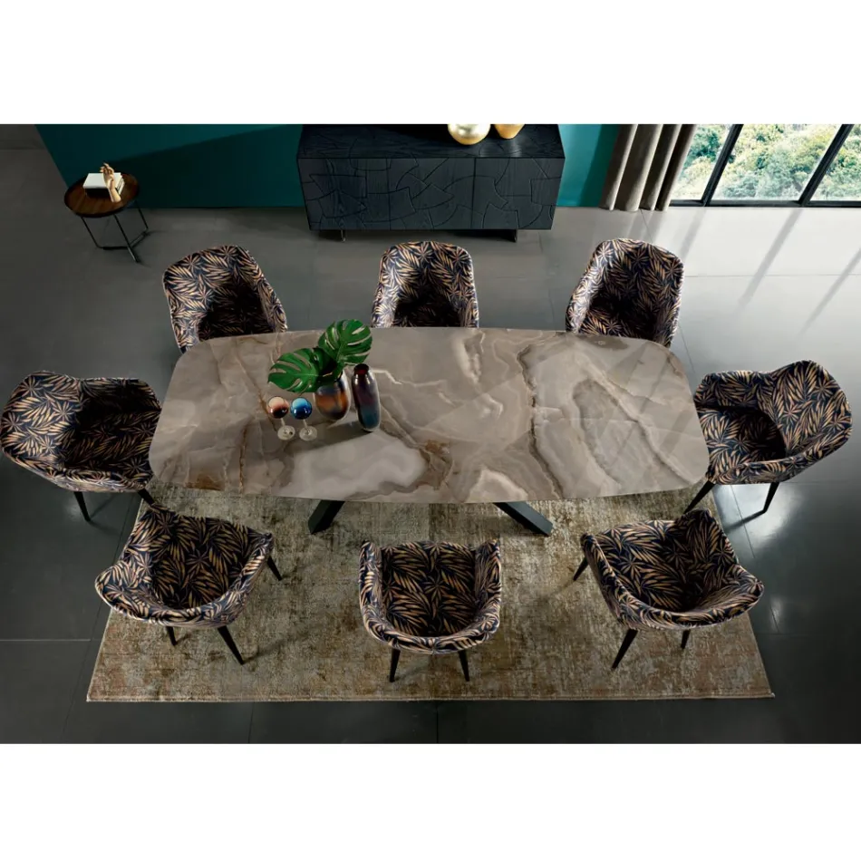 Mesa Fixa com Tampo em Barril em Cerâmica Made in Italy - Settimmio Viadurini