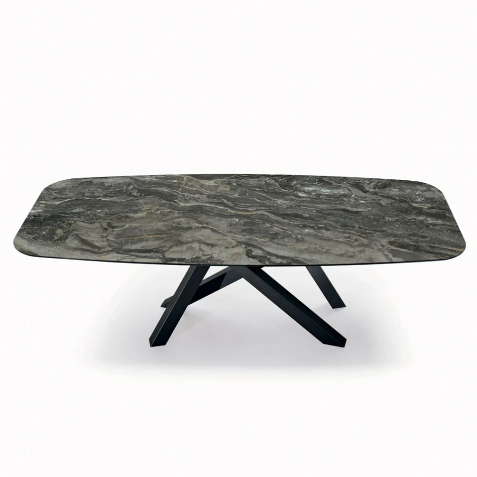 Mesa Fixa com Tampo em Barril em Cerâmica Made in Italy - Settimmio Viadurini