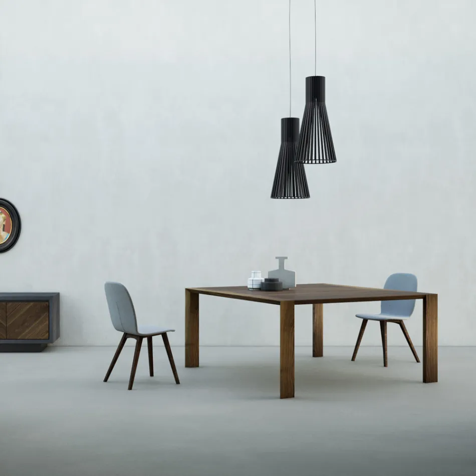 Mesa Fixa com Tampo Biselado em Nogueira Canaletto Fabricado na Itália - Cáspio Viadurini