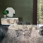 Mesa Fixa com Tampo Cerâmico em Barril e Base em Aço Fabricado na Itália - Ezzellino Viadurini