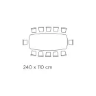 Mesa Fixa com Tampo de Vidro em Forma de Barril e Base em Aço Fabricado na Itália - Ezzellino Viadurini