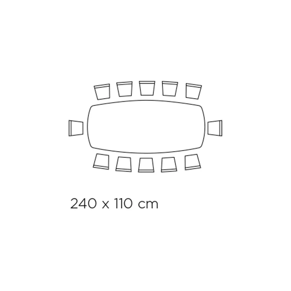 Mesa Fixa com Tampo de Vidro em Forma de Barril e Base em Aço Fabricado na Itália - Ezzellino Viadurini