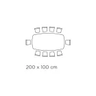 Mesa Fixa com Tampo de Vidro em Forma de Barril e Base em Aço Fabricado na Itália - Ezzellino Viadurini