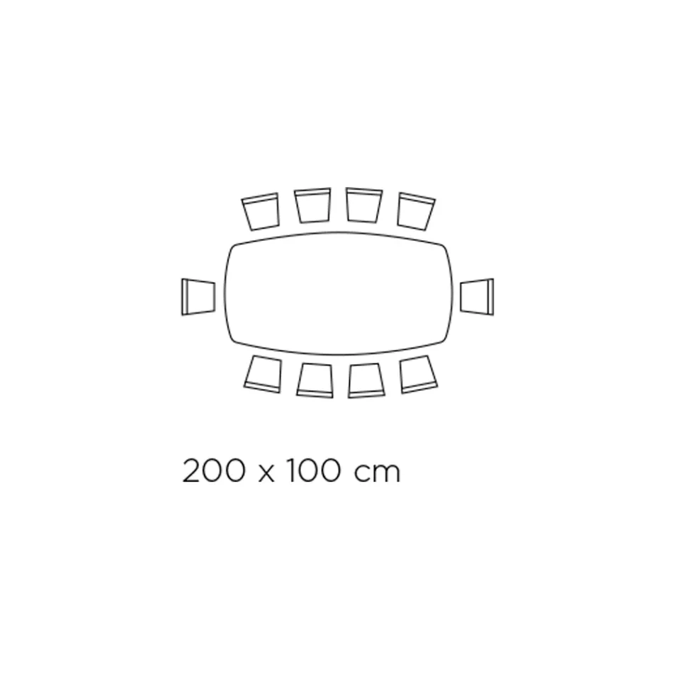 Mesa Fixa com Tampo de Vidro em Forma de Barril e Base em Aço Fabricado na Itália - Ezzellino Viadurini