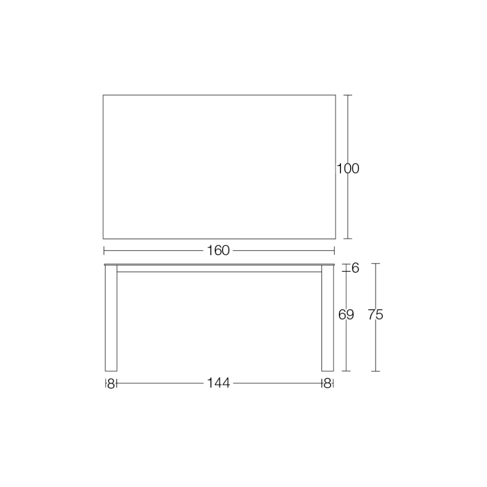 Mesa de Exterior Fixa em Hpl Alicante e Base Metálica Fabricada em Itália - Carl Viadurini