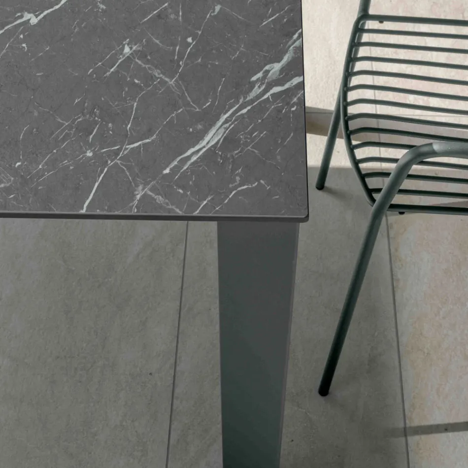 Mesa de Exterior Fixa em Hpl Alicante e Base Metálica Fabricada em Itália - Carl Viadurini