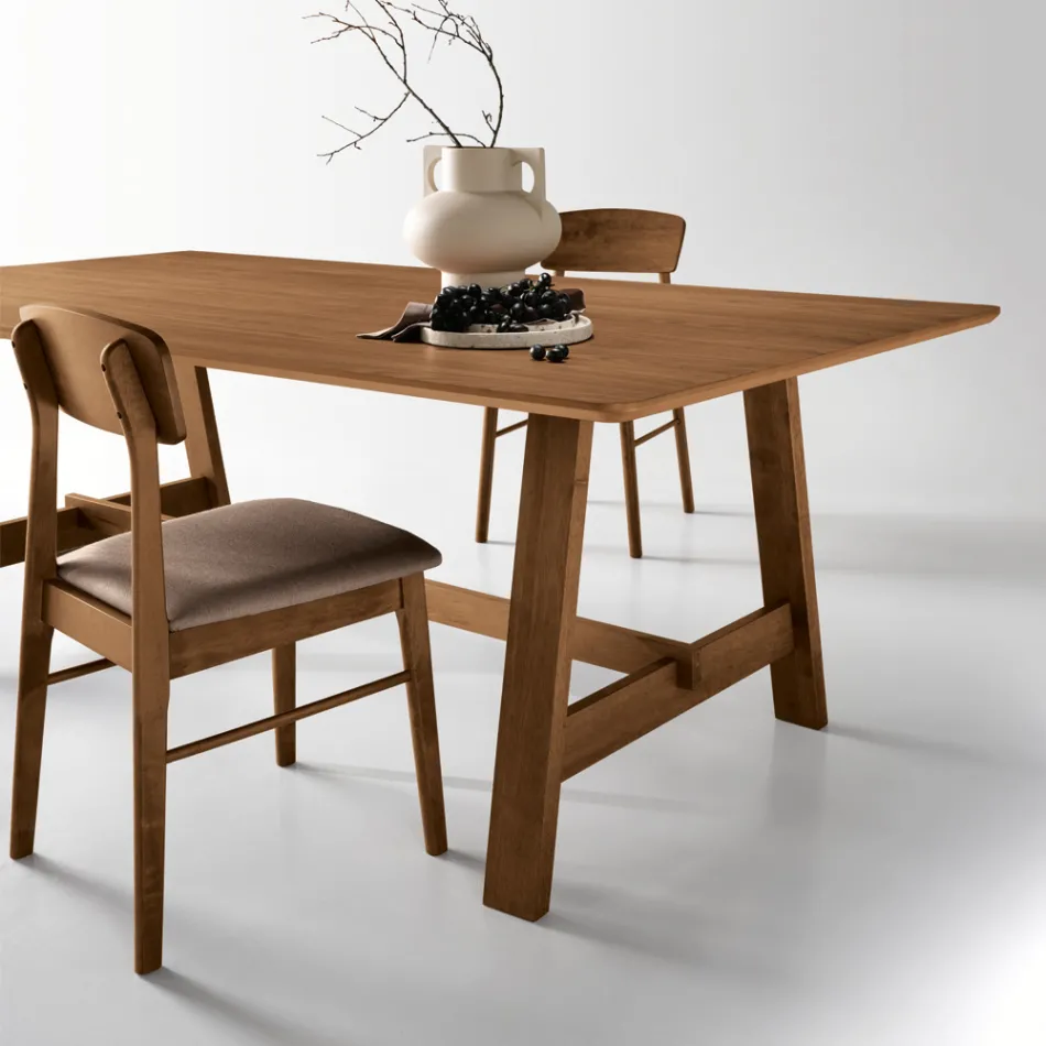 Mesa fixa de oito lugares com acabamento em MDF em duas cores - Talia Viadurini