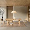 Mesa fixa de oito lugares com acabamento em MDF em duas cores - Talia