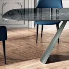 Mesa de Jantar Fixa com Tampo em Barril em Cerâmica Made in Italy - Vidros Viadurini