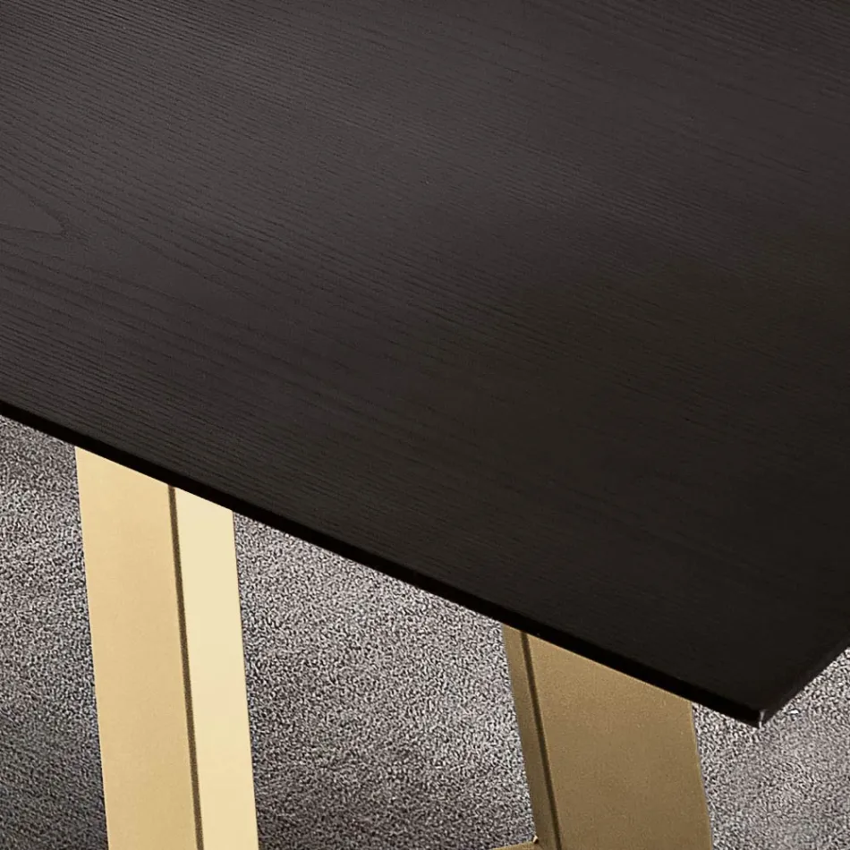 Mesa de Jantar Fixa com Tampo de Madeira Folheada Made in Italy - Tecna Viadurini