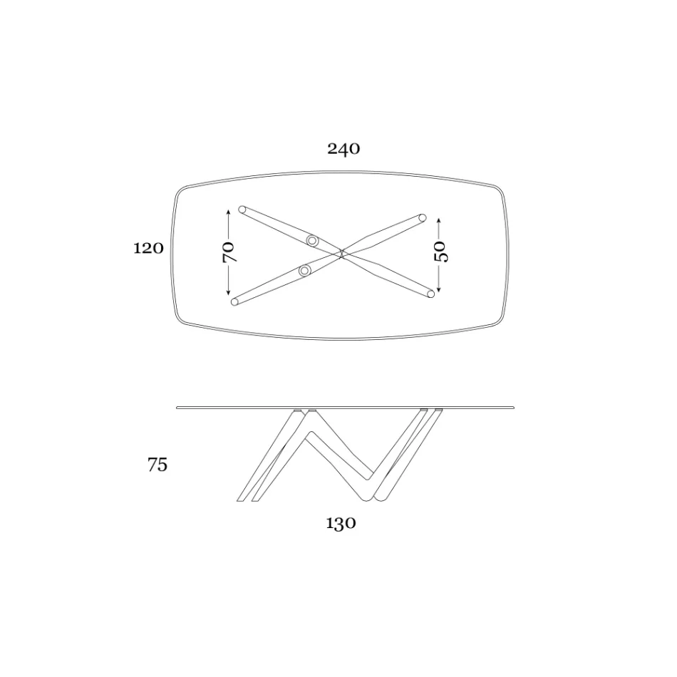 Mesa de Jantar Fixa em Vidro e Poliuretano Rígido Fabricado na Itália - Lavanda Viadurini