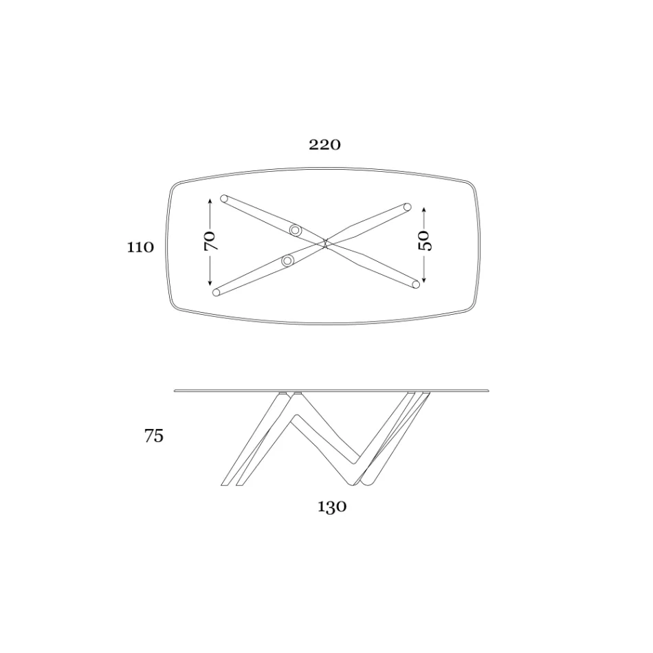 Mesa de Jantar Fixa em Vidro e Poliuretano Rígido Fabricado na Itália - Lavanda Viadurini
