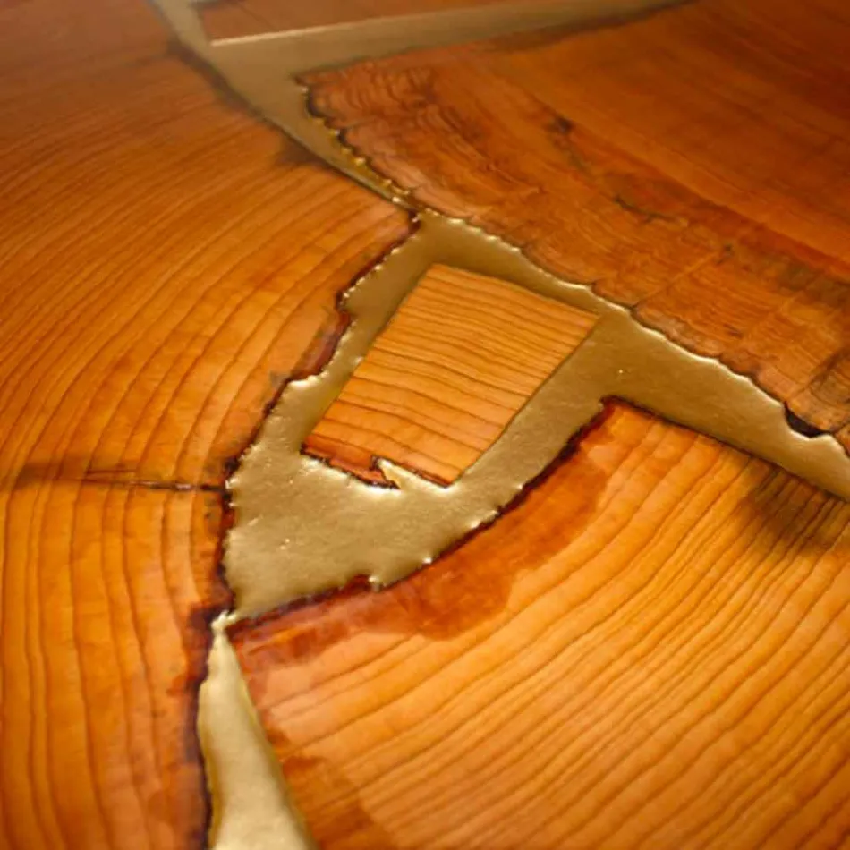 Mesa retangular de design fixo feita de madeira e resina feita na Itália Jam Viadurini