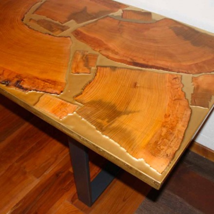 Mesa retangular de design fixo feita de madeira e resina feita na Itália Jam Viadurini