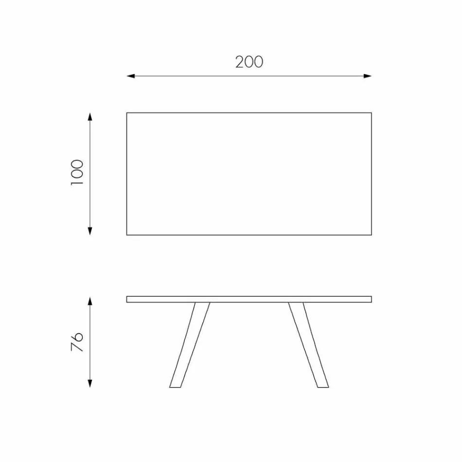 Mesa fixa em carvalho e base em metal preto Logan Viadurini
