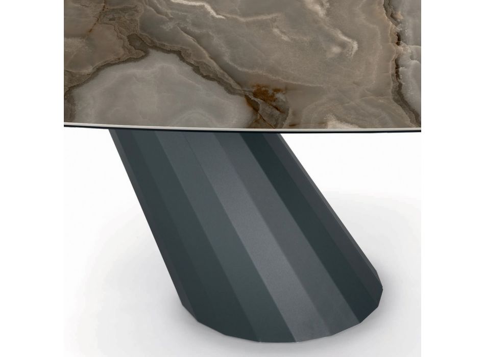 Mesa Fixa em Aço e Tampo Cerâmico Fabricado na Itália - Calças Viadurini