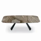 Mesa e Base Fixa de Cerâmica em Aço Pintado de Preto Fabricado na Itália - Vidros Viadurini