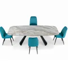 Mesa e Base Fixa de Cerâmica em Aço Pintado de Preto Fabricado na Itália - Vidros Viadurini