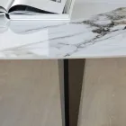 Mesa Fixa em Metal e Tampo Cerâmico Arabesco Brilhante - Eronte Viadurini