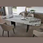 Mesa Fixa em Metal e Tampo Cerâmico Arabesco Brilhante - Eronte Viadurini