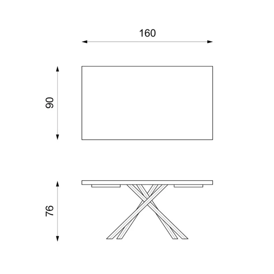 Mesa Fixa em Folheado de Carvalho e Base em Metal Preto - Skipper Viadurini