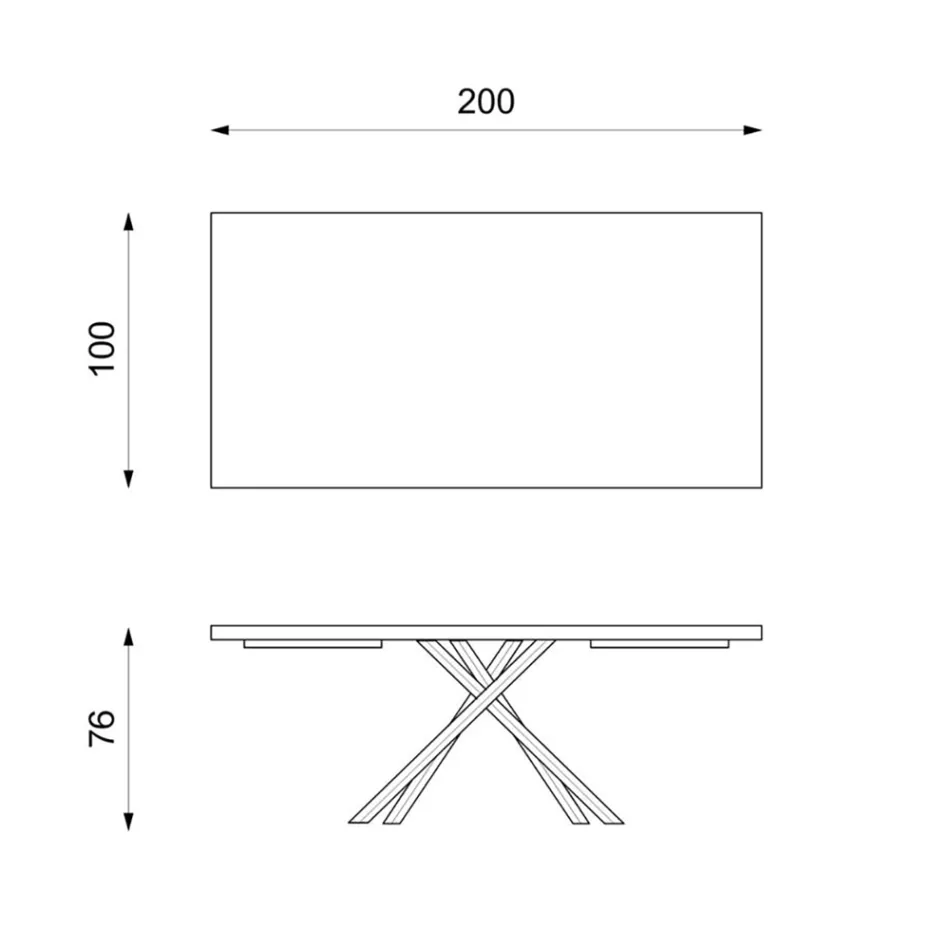 Mesa Fixa em Folheado de Carvalho e Base em Metal Preto - Skipper Viadurini