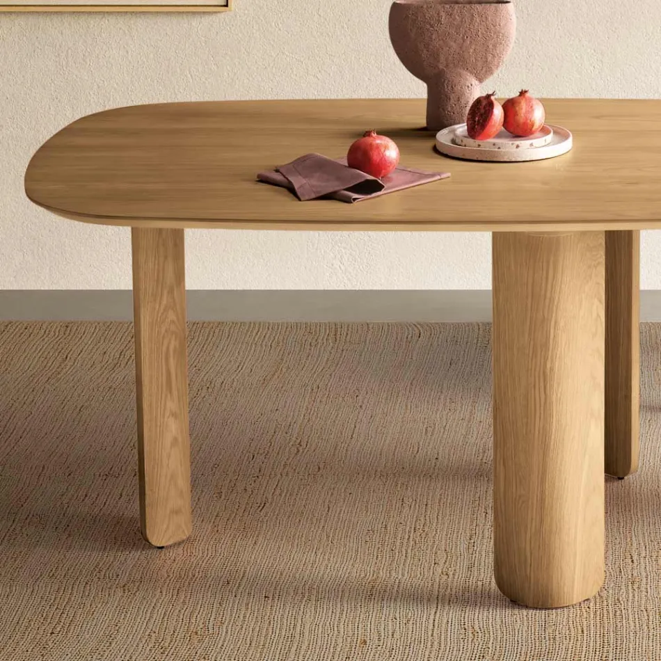 Mesa fixa em três cores com acabamento imitando madeira e dois tamanhos - Musa Viadurini