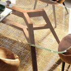 Mesa Fixa em Vidro Extra Transparente e Freixo Made in Italy - Norte Viadurini