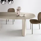 Mesa fixa para dez pessoas com tampo de vidro e base em MDF - Venia Viadurini