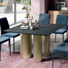 Mesa Quadrada Fixa em Laminado e Aço Fabricado na Itália - Tesoura Viadurini